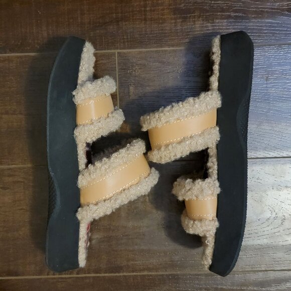 NEW STAUD Siesta Sandals Womens 9 Slides Faux Shearling Beige Platform Designer - Picture 7 of 11